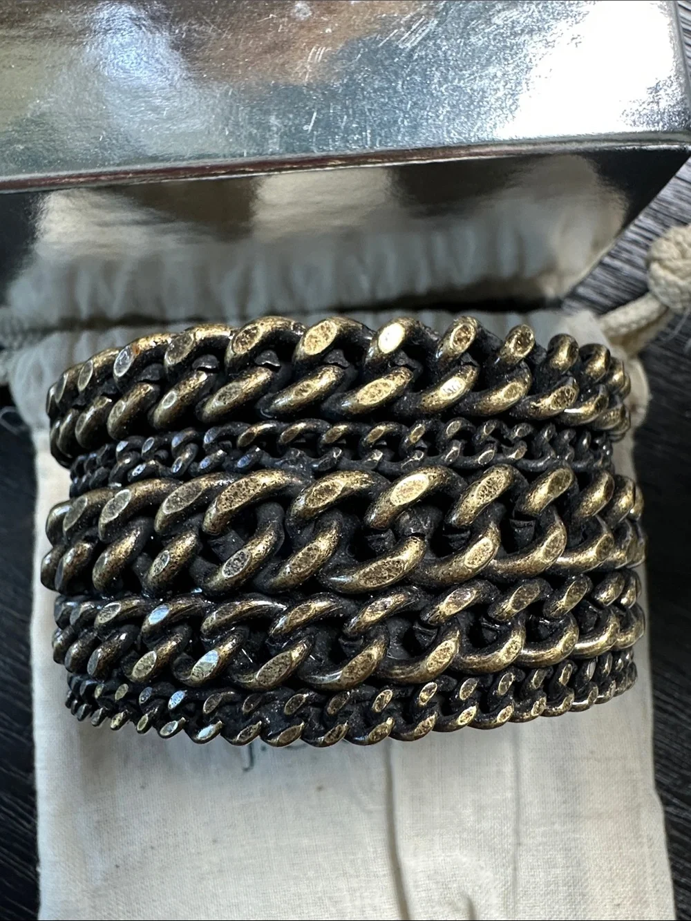 J. Crew cuff in Antique Gold Tone excellent condition.